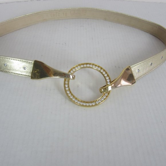Vintage XL Women\'s Belt Simon Italy Gold Studded Leather Bougie main image 8